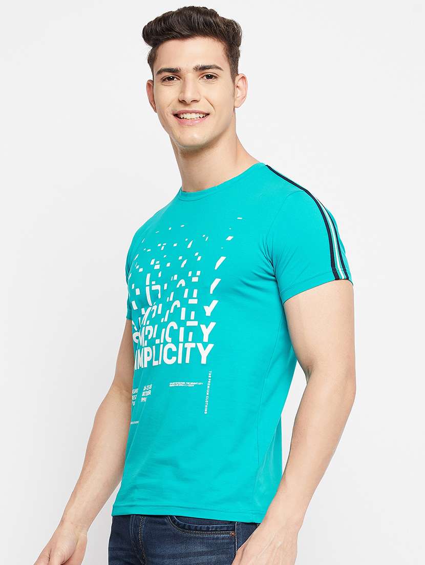 turquoise front printed t-shirt - 18276094 - Standard Image - 1