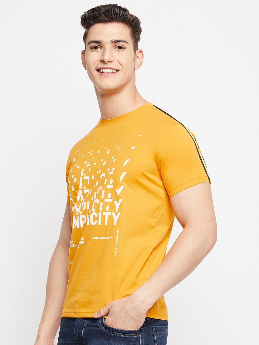 yellow front printed t-shirt - 18276095 - Standard Image - 1