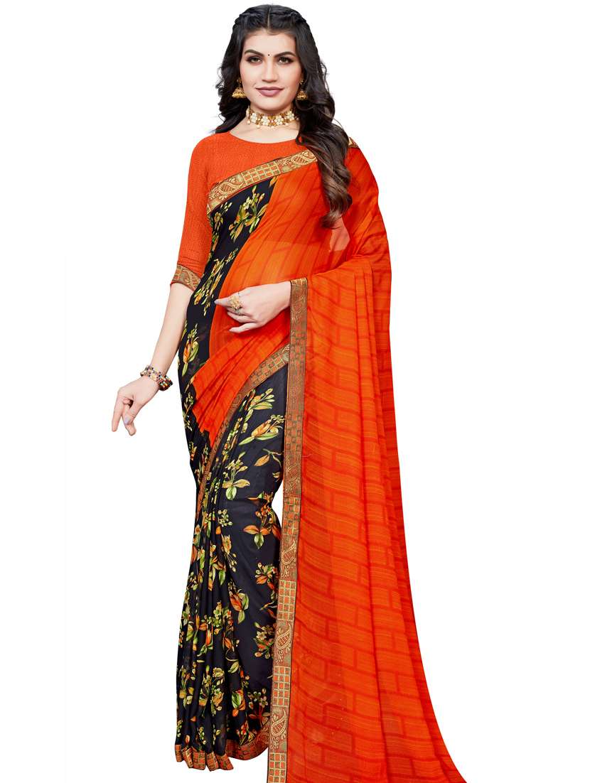 floral printed saree with blouse
