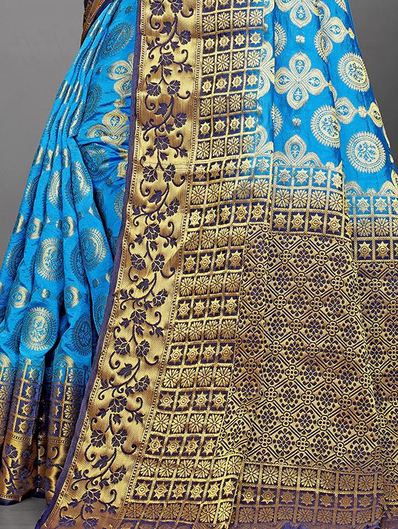 zari work woven saree with blouse - 18276363 - Standard Image - 4