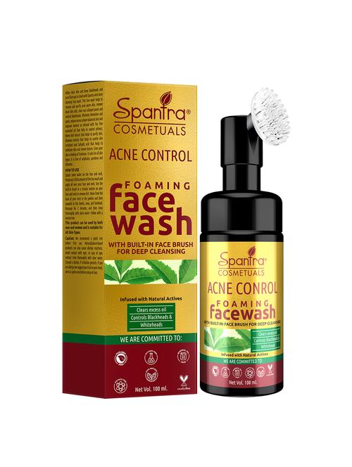 spantra acne control foaming face wash with built - in face brush for deep cleansing , 100ml face wash - 18276723 - Standard Image - 0