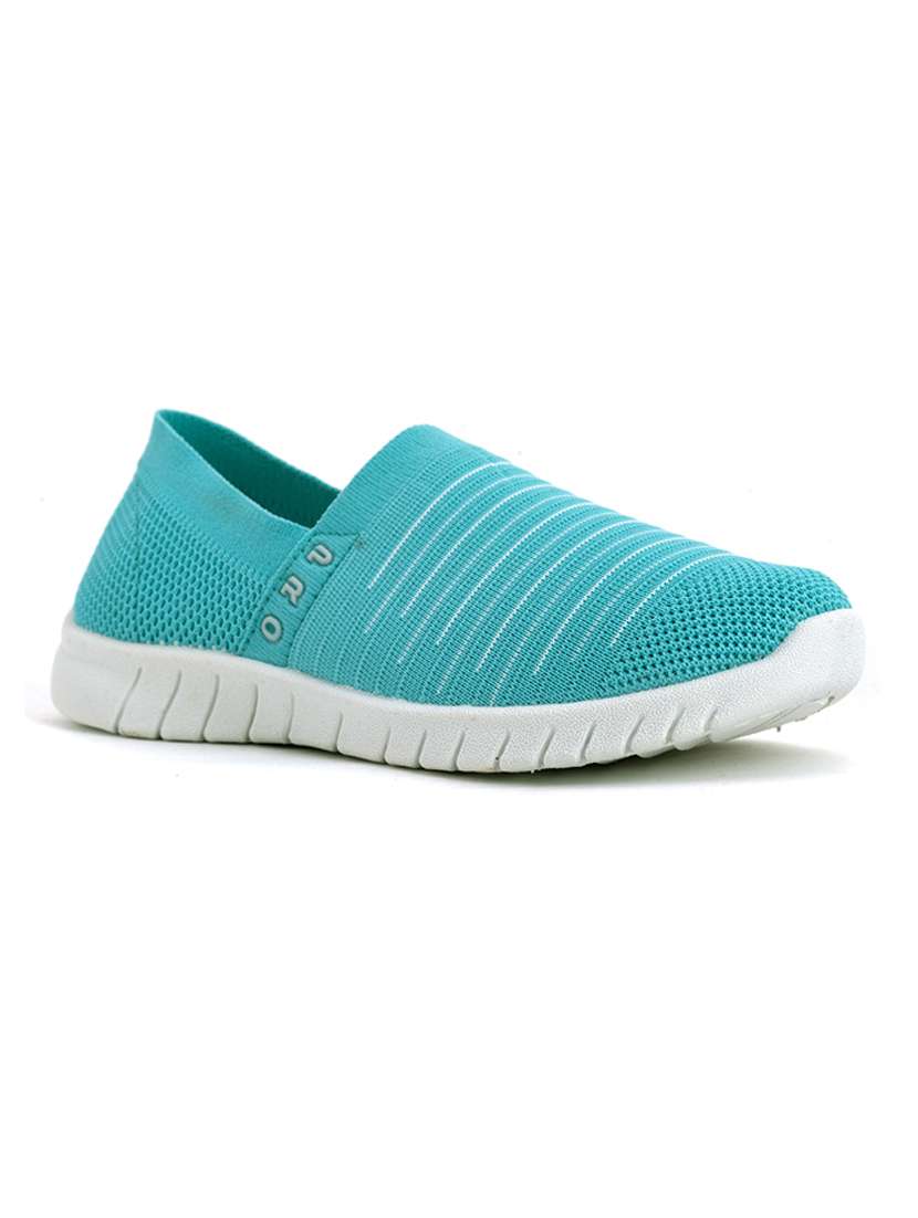 turquoise fabric slip on casual shoes