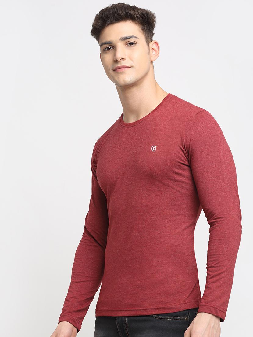 maroon melange t-shirt - 18277206 - Standard Image - 1