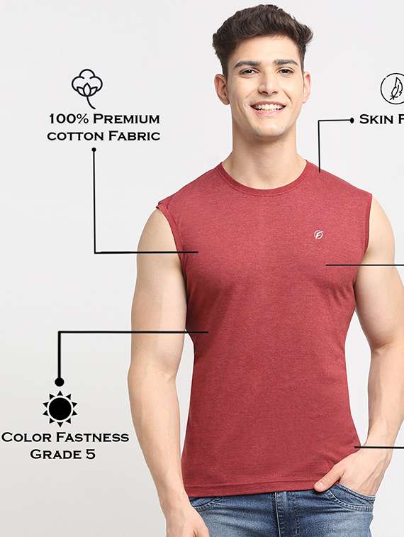 maroon melange t-shirt - 18277209 -  Standard Image - 4