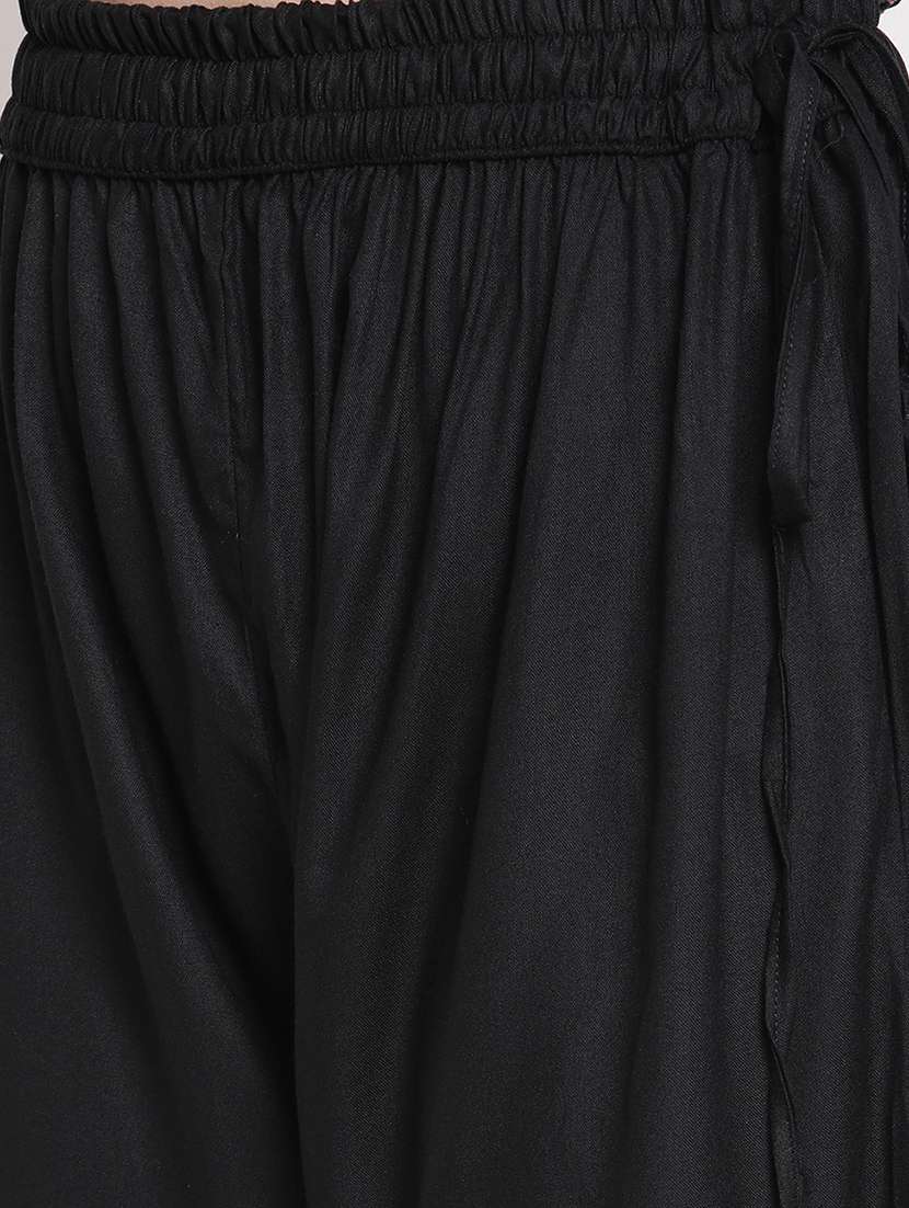 mid rise solid gather detail palazzo - 18277279 - Standard Image - 4