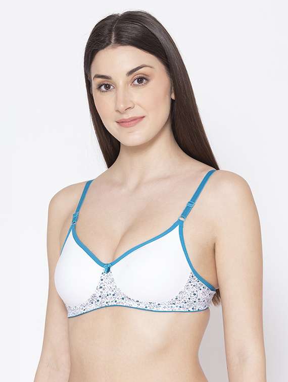 blue printed t-shirt bra