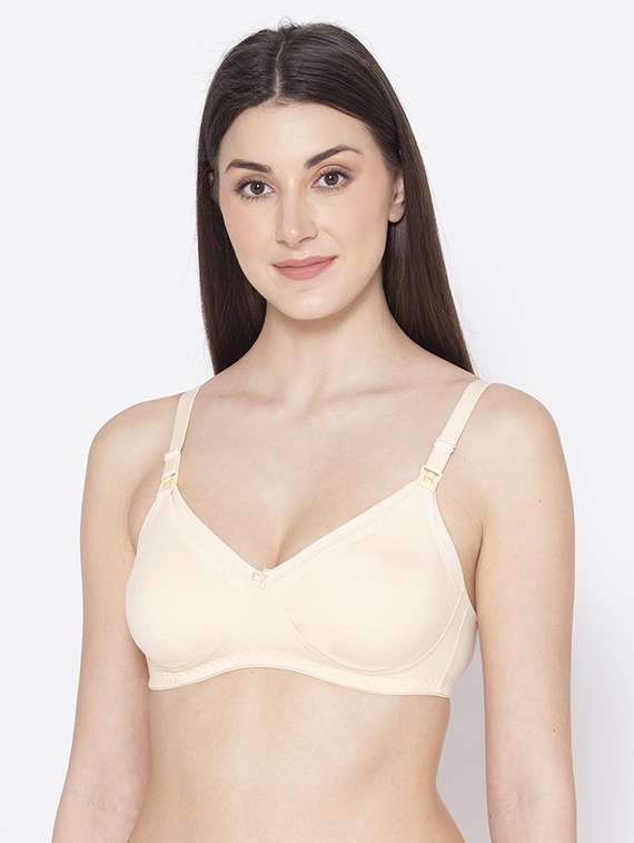 beige solid maternity/nursing bra