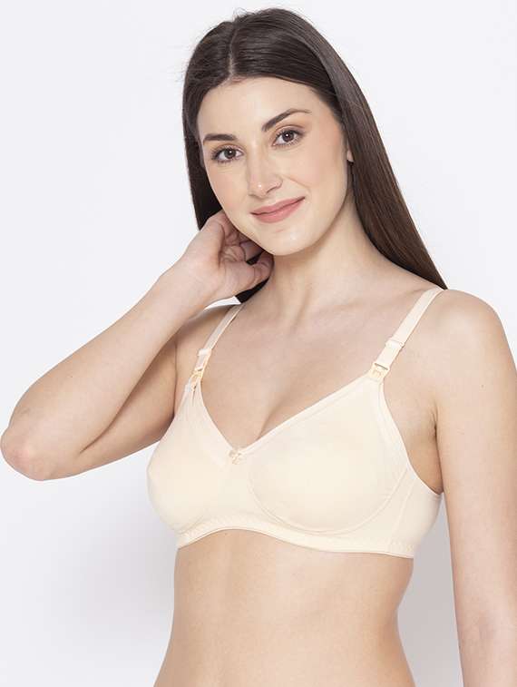 beige solid maternity/nursing bra - 18277411 -  Standard Image - 1