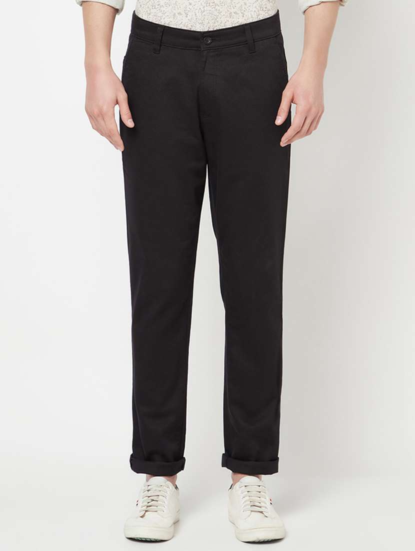 black solid casual trouser