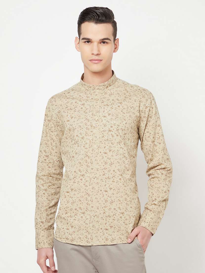 beige printed short kurtas