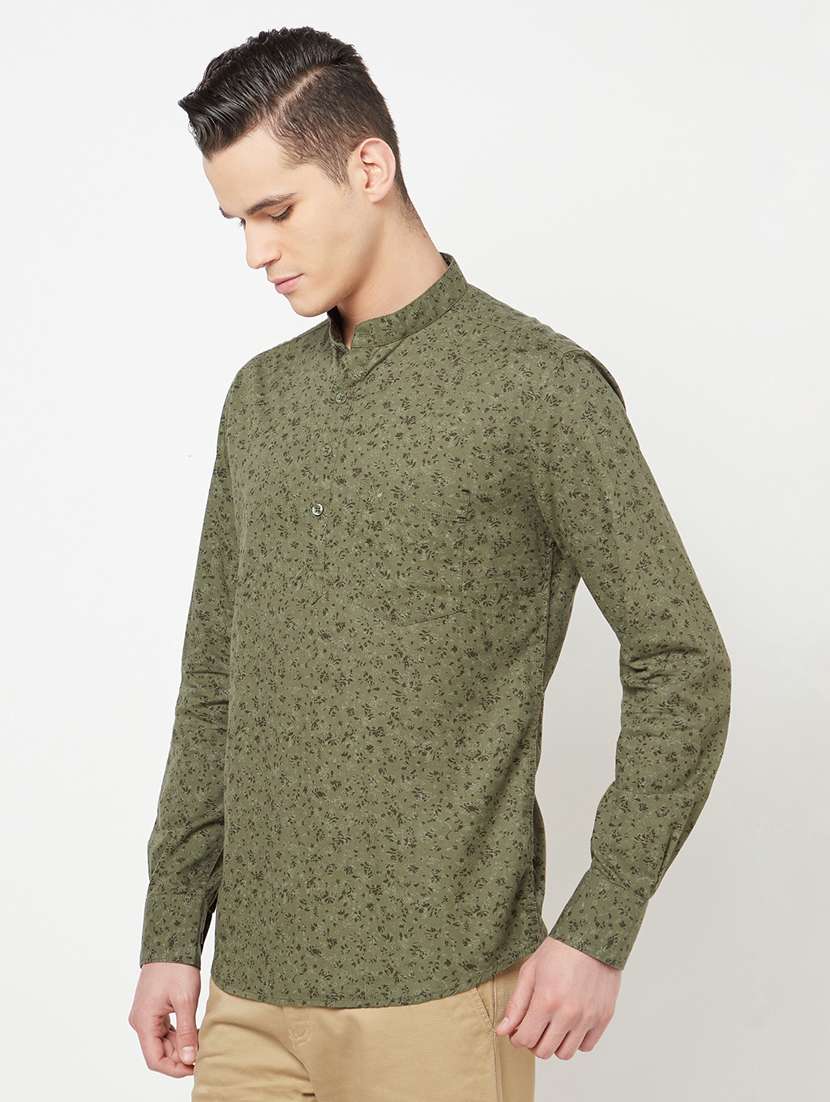 olive-green printed short kurtas - 18277474 -  Standard Image - 1