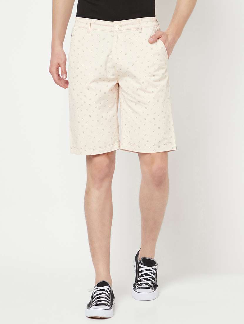 beige printed short