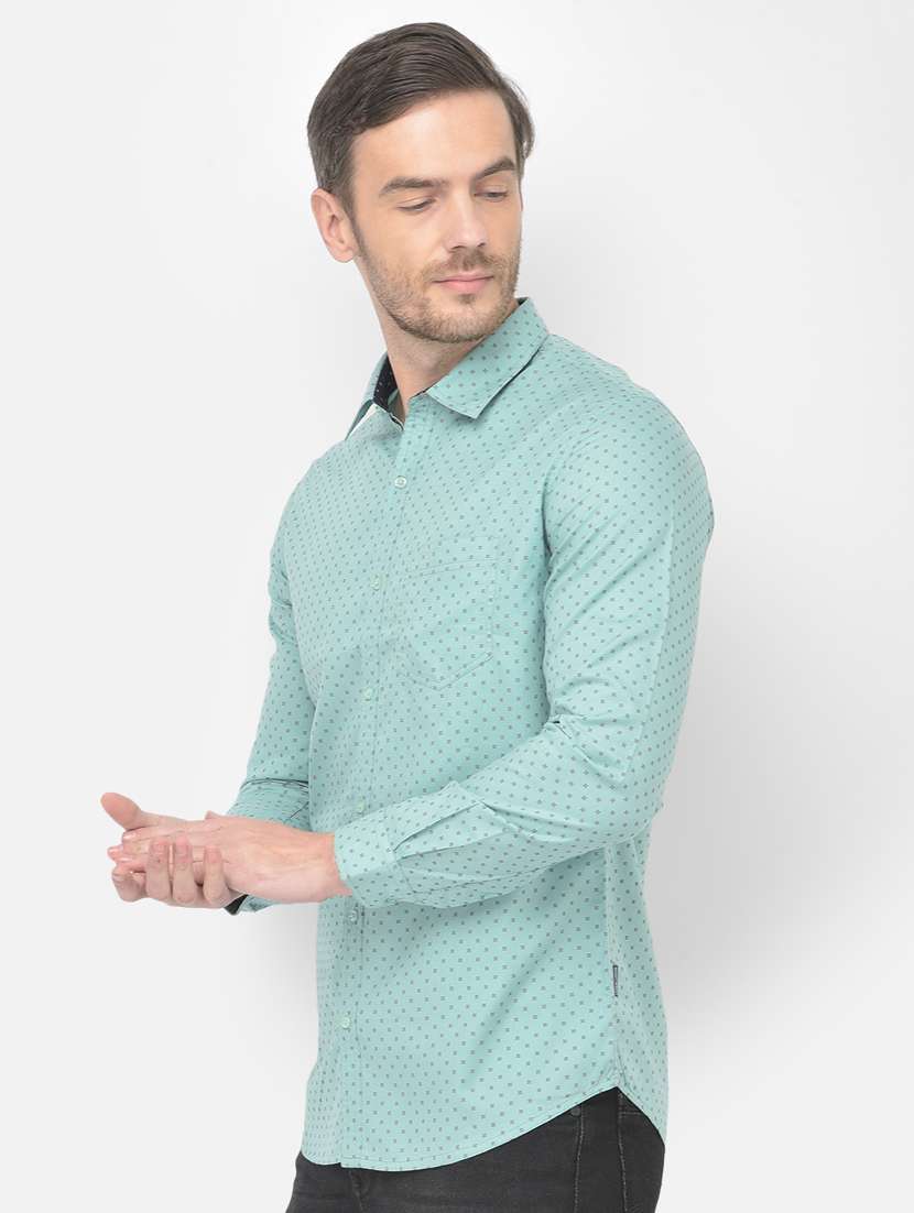 sea-green printed casual shirt - 18277534 - Standard Image - 1