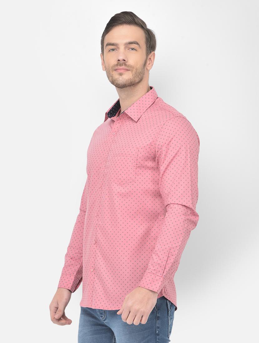 mens micro print casual shirt - 18277536 - Standard Image - 1