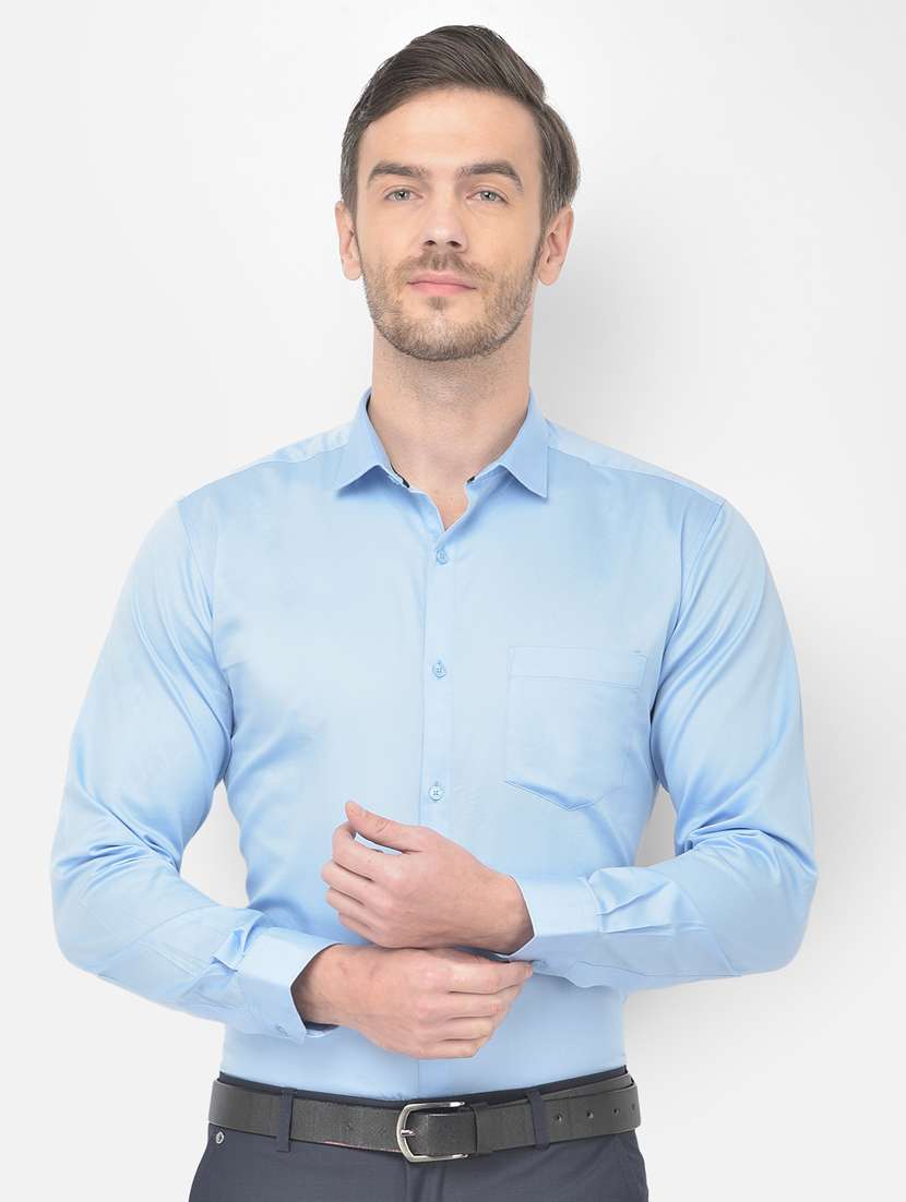 light blue solid formal shirt