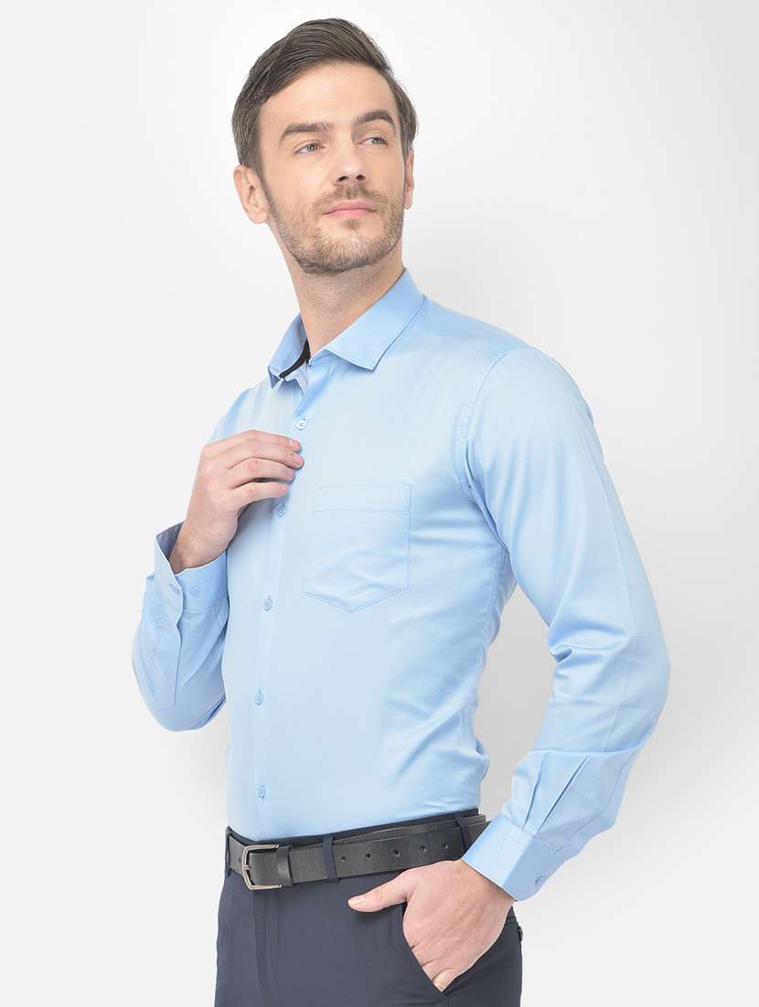 light blue solid formal shirt - 18277553 -  Standard Image - 1