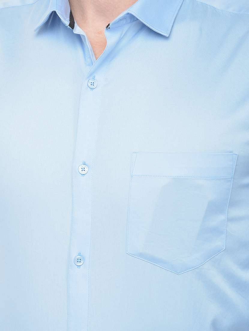 light blue solid formal shirt - 18277553 -  Standard Image - 4