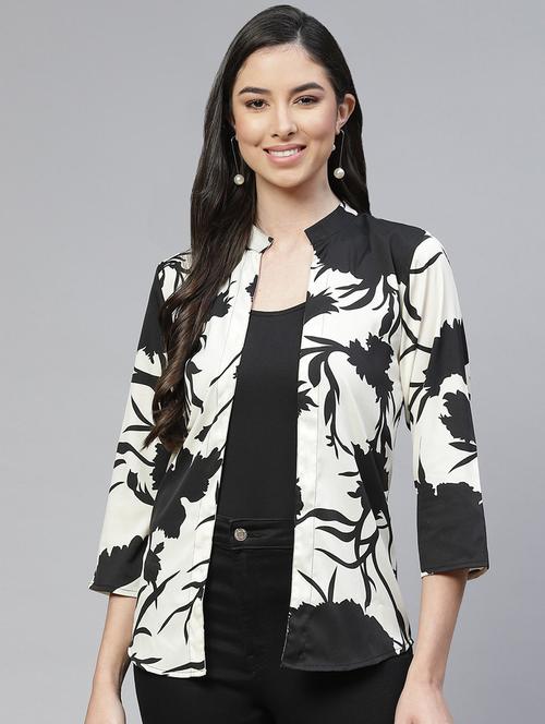 mandarin neck floral shrug - 18277712 - Standard Image - 0