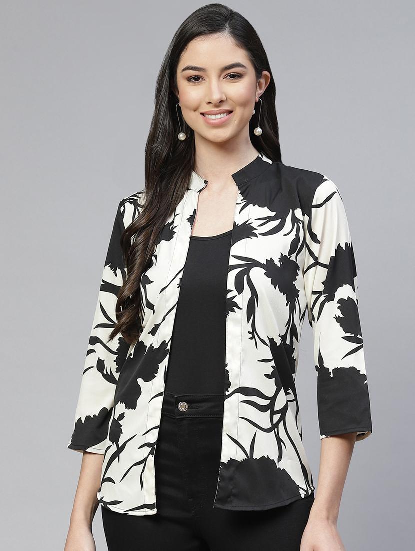 mandarin neck floral shrug - 18277712 - Zoom Image - 0