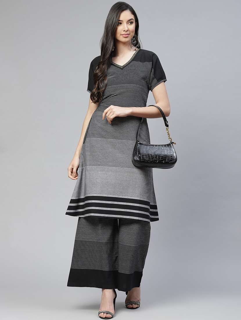 black cotton kurta palazzo  set