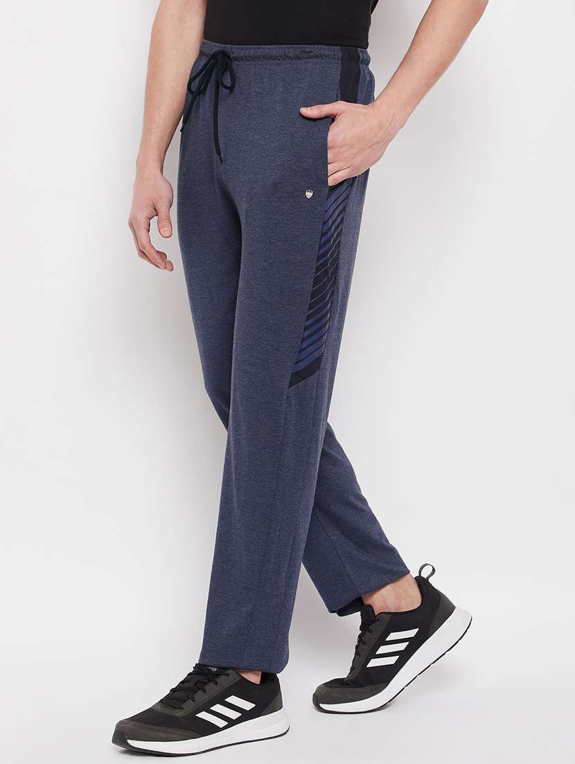 navy blue melange track pant - 18280588 -  Standard Image - 1