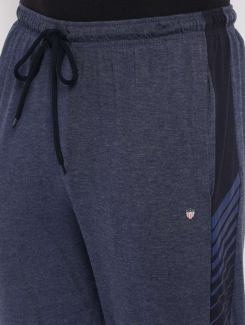 navy blue melange track pant - 18280588 -  Standard Image - 4