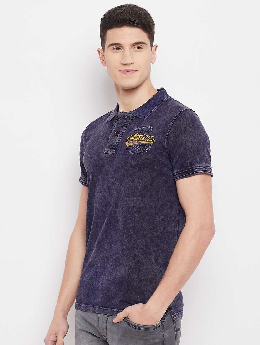 navy-blue denim polo t-shirt - 18280595 - Standard Image - 1