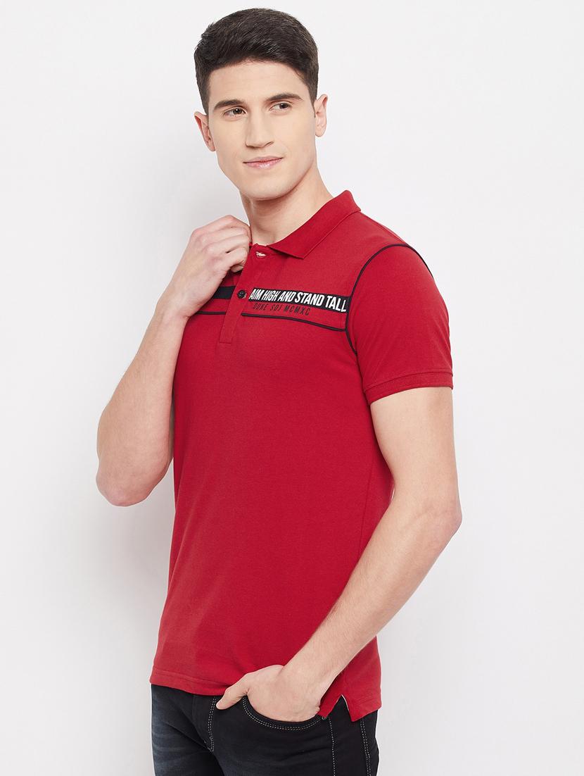 red chest-printed polo t-shirt - 18280600 - Standard Image - 1