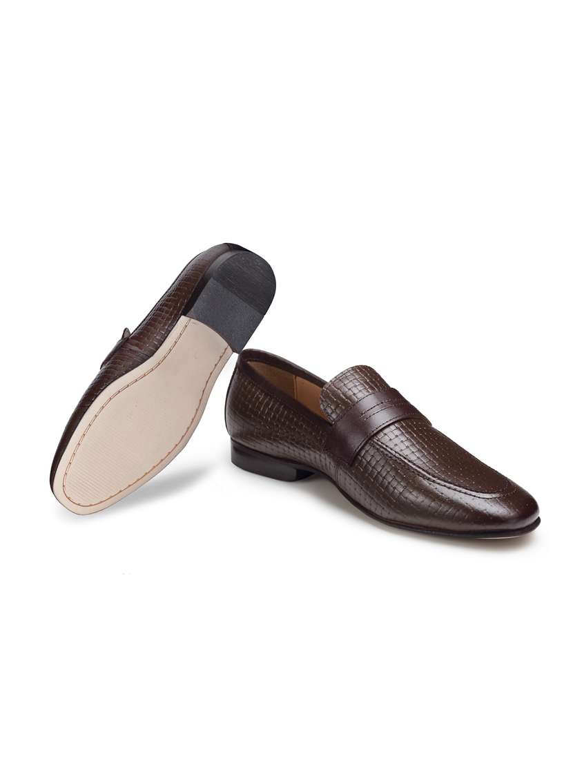brown leather slip on loafers - 18280612 -  Standard Image - 4