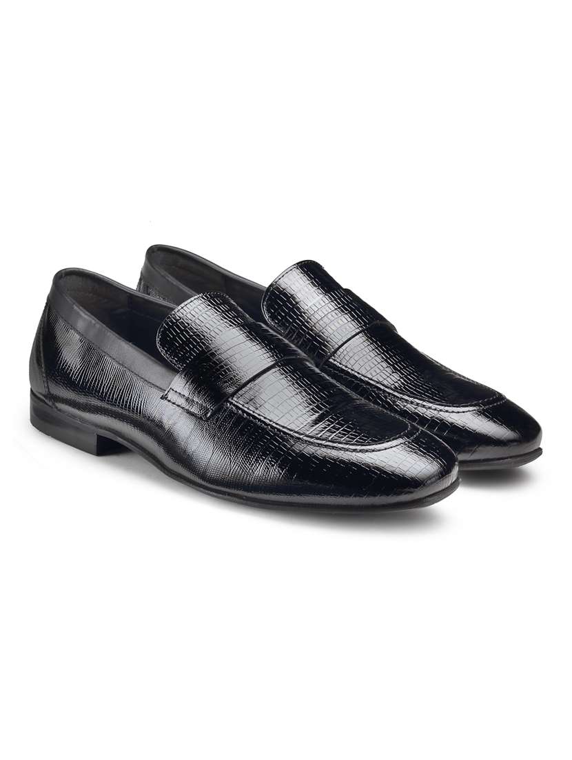 black leather slip on loafers - 18280617 -  Standard Image - 1