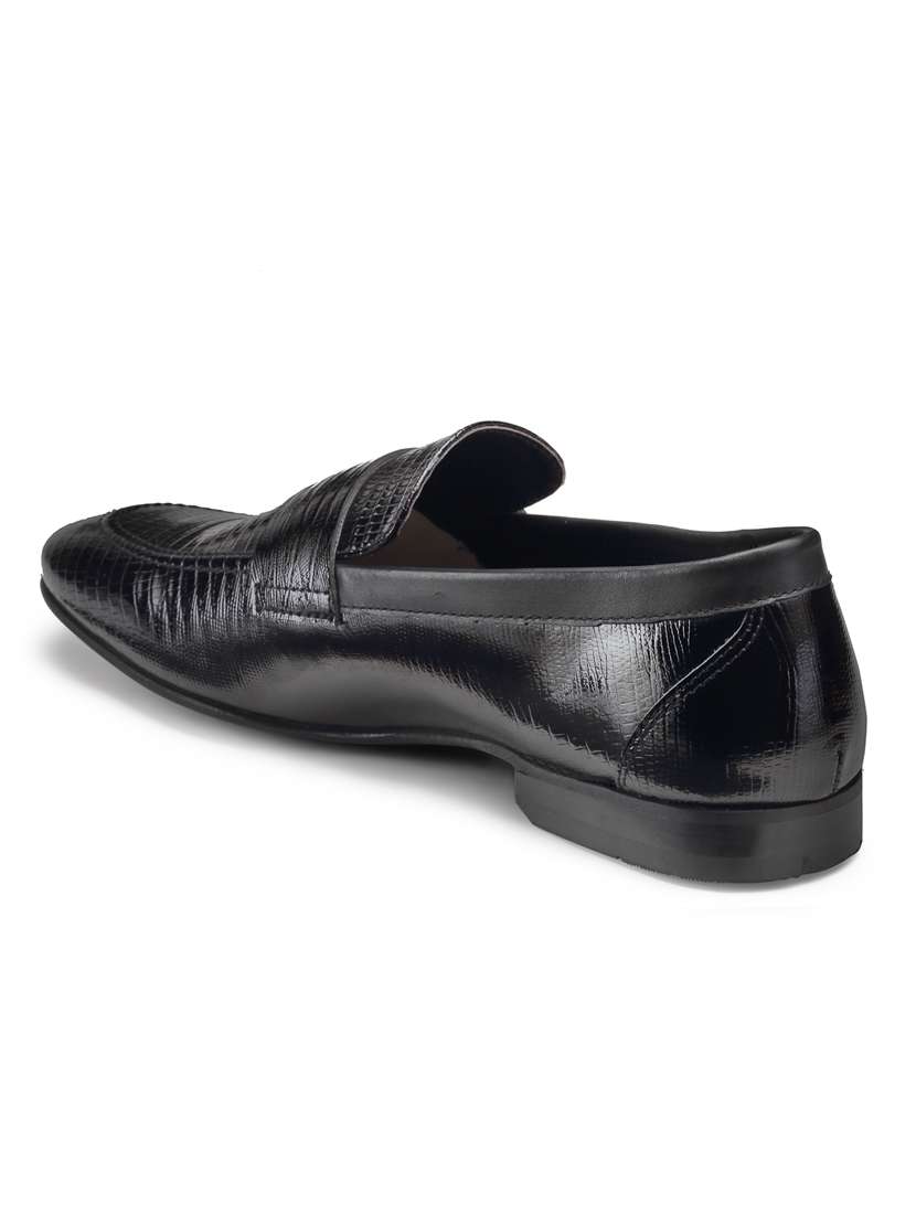 black leather slip on loafers - 18280617 -  Standard Image - 4