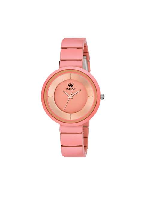 lorenz luxury finish peach-red analogue watch for women & girls