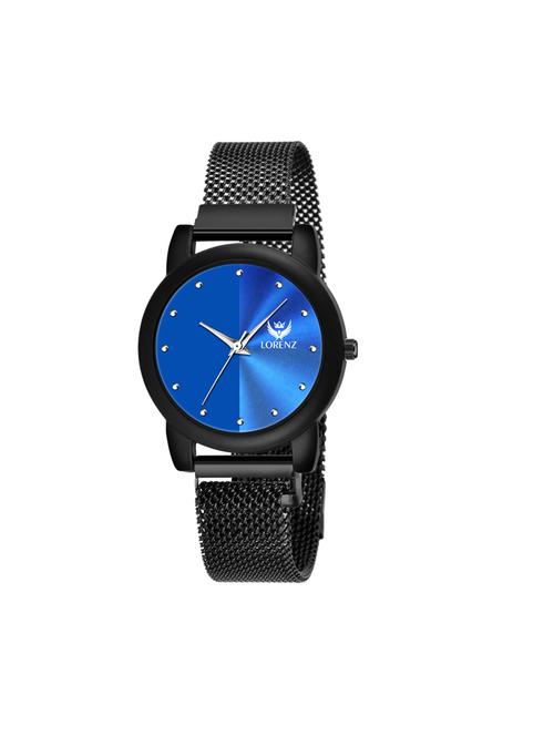 lorenz blue dial & black magnetic mesh strap watch for women & girls - 18281319 - Standard Image - 0