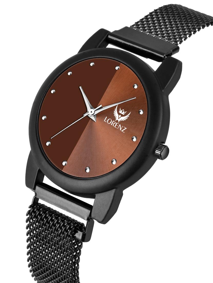 lorenz brown dial & black magnetic mesh strapc watch for women & girls  - 18281321 -  Standard Image - 1