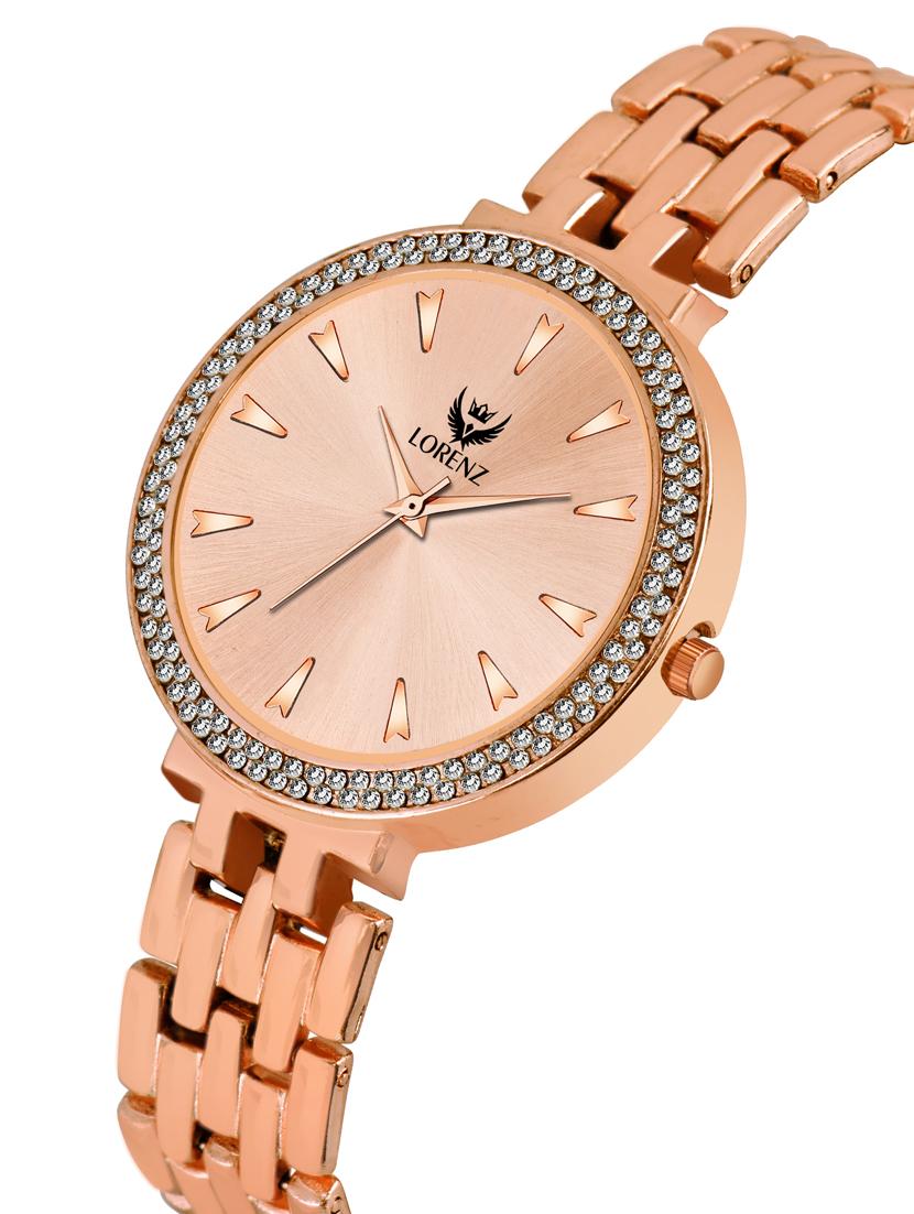 lorenz luxury stylish rose gold watch for women & girls - 18281327 - Standard Image - 1