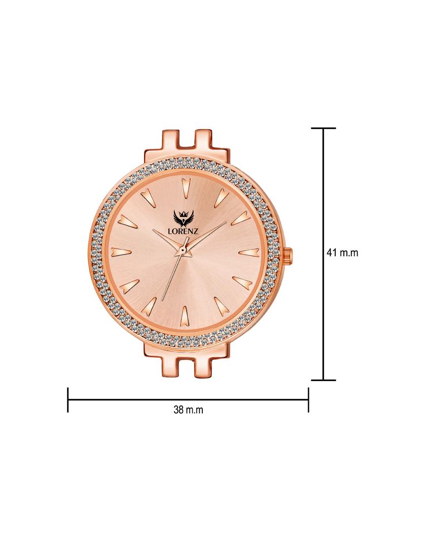 lorenz luxury stylish rose gold watch for women & girls - 18281327 - Standard Image - 4