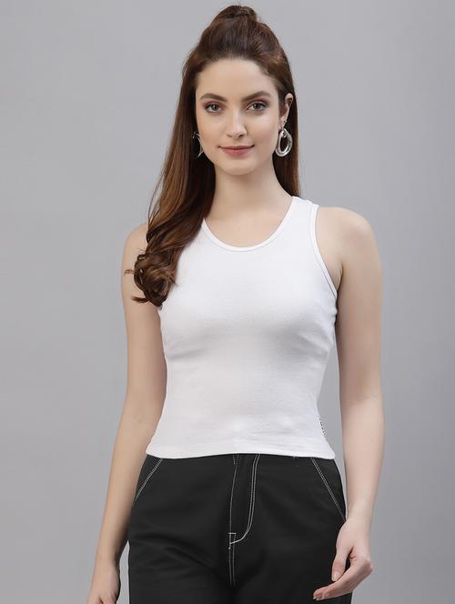 women solid sleeveless round neck top - 18281341 -  Standard Image - 0