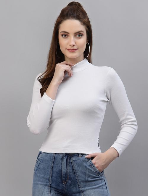 women's white mock neck top - 18281346 - Standard Image - 0