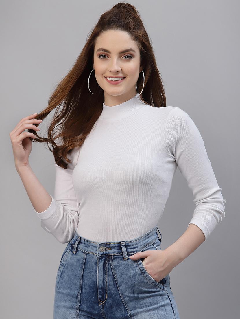 women's white mock neck top - 18281346 - Standard Image - 1