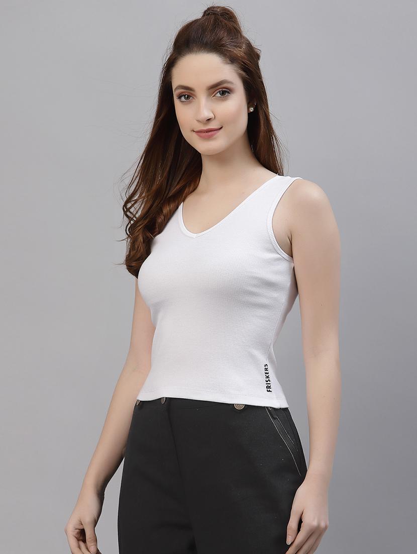 women's white round neck top - 18281356 - Standard Image - 1