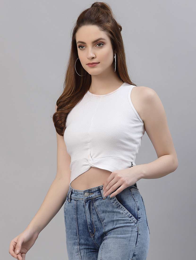 women's crop round neck top - 18281391 -  Standard Image - 1