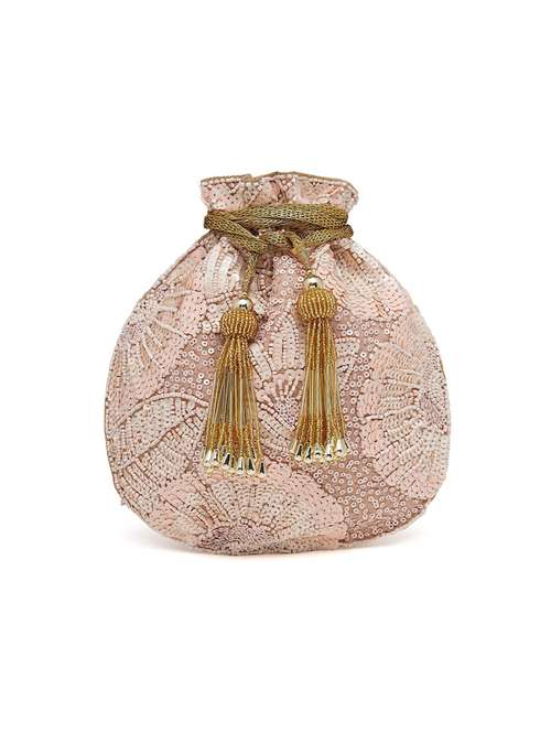 pink sequined regular potli