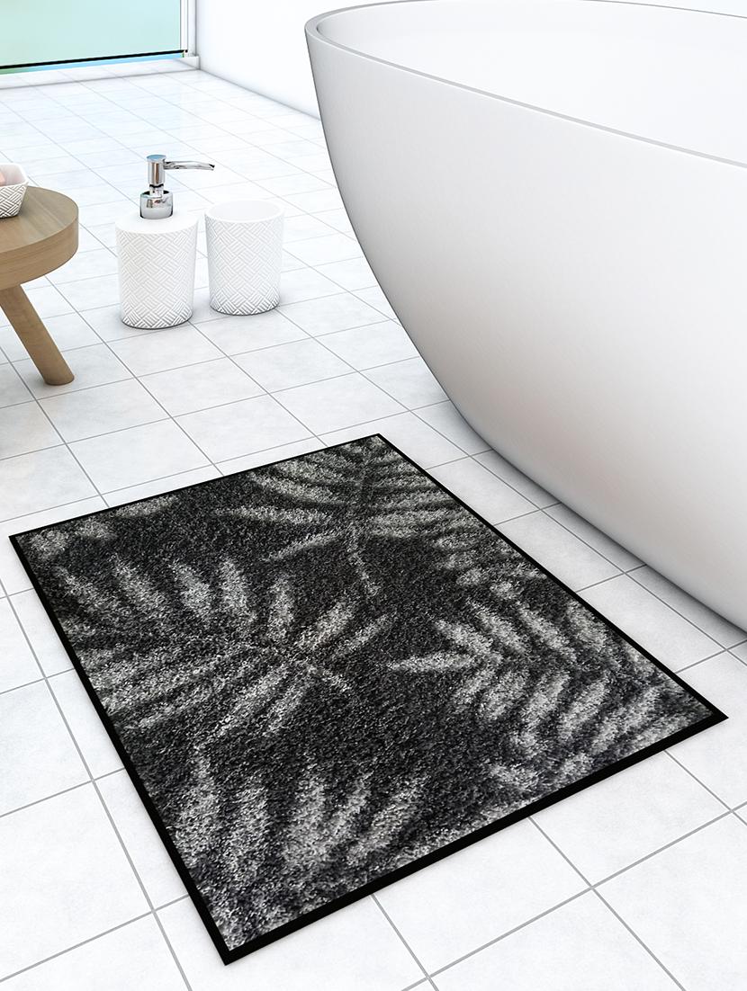 athom living easy home grey leaf designer soft anti slip bath mat 38x58 cm