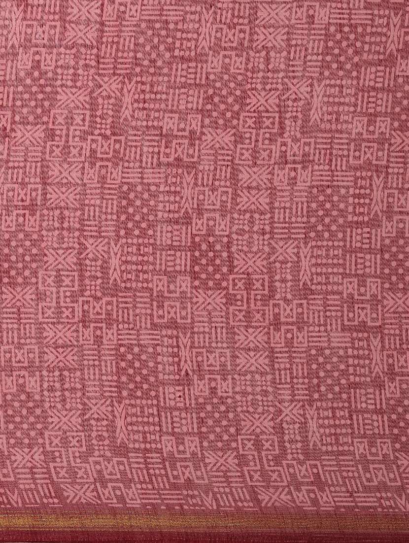 maroon cotton blend printed saree - 18281918 -  Standard Image - 4
