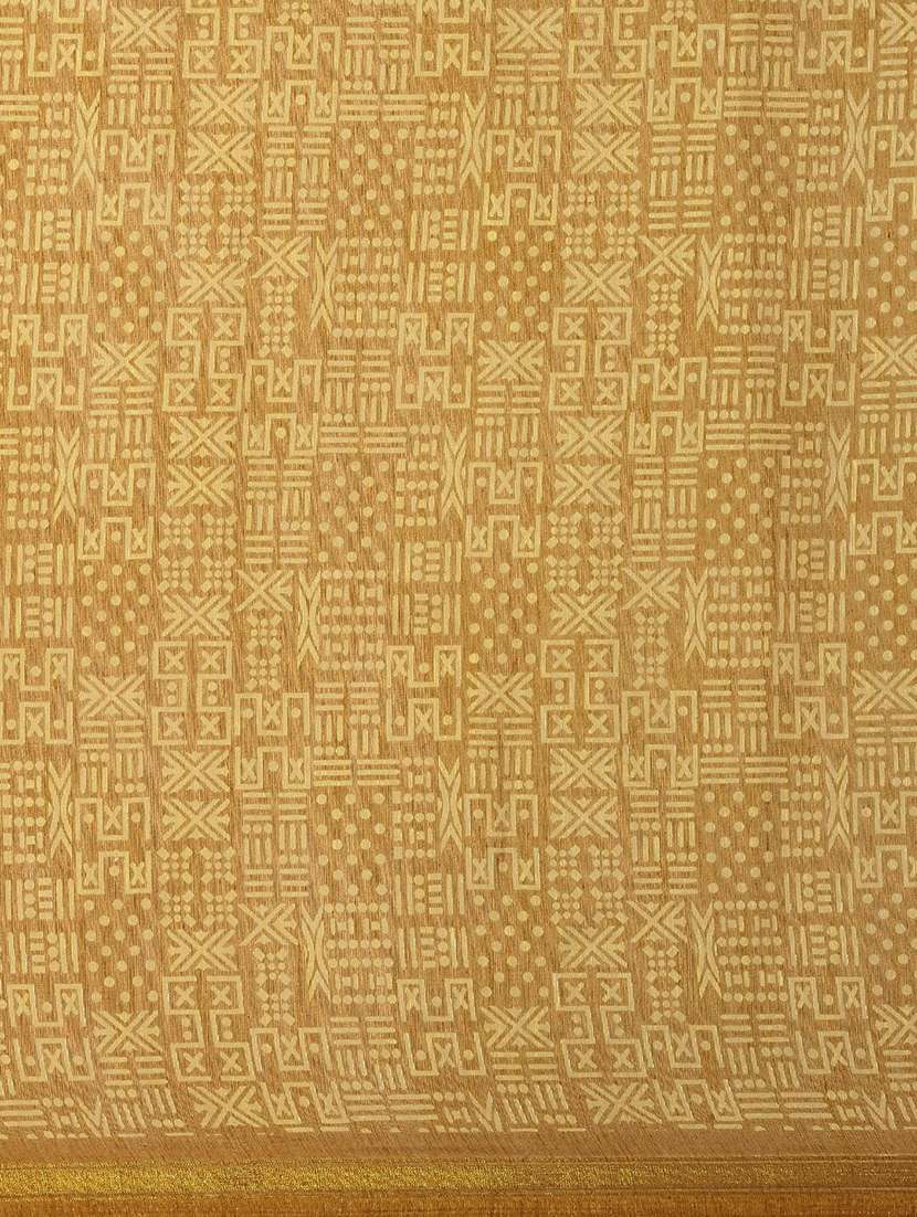 women's block print mustard colored saree - 18281920 -  Standard Image - 4