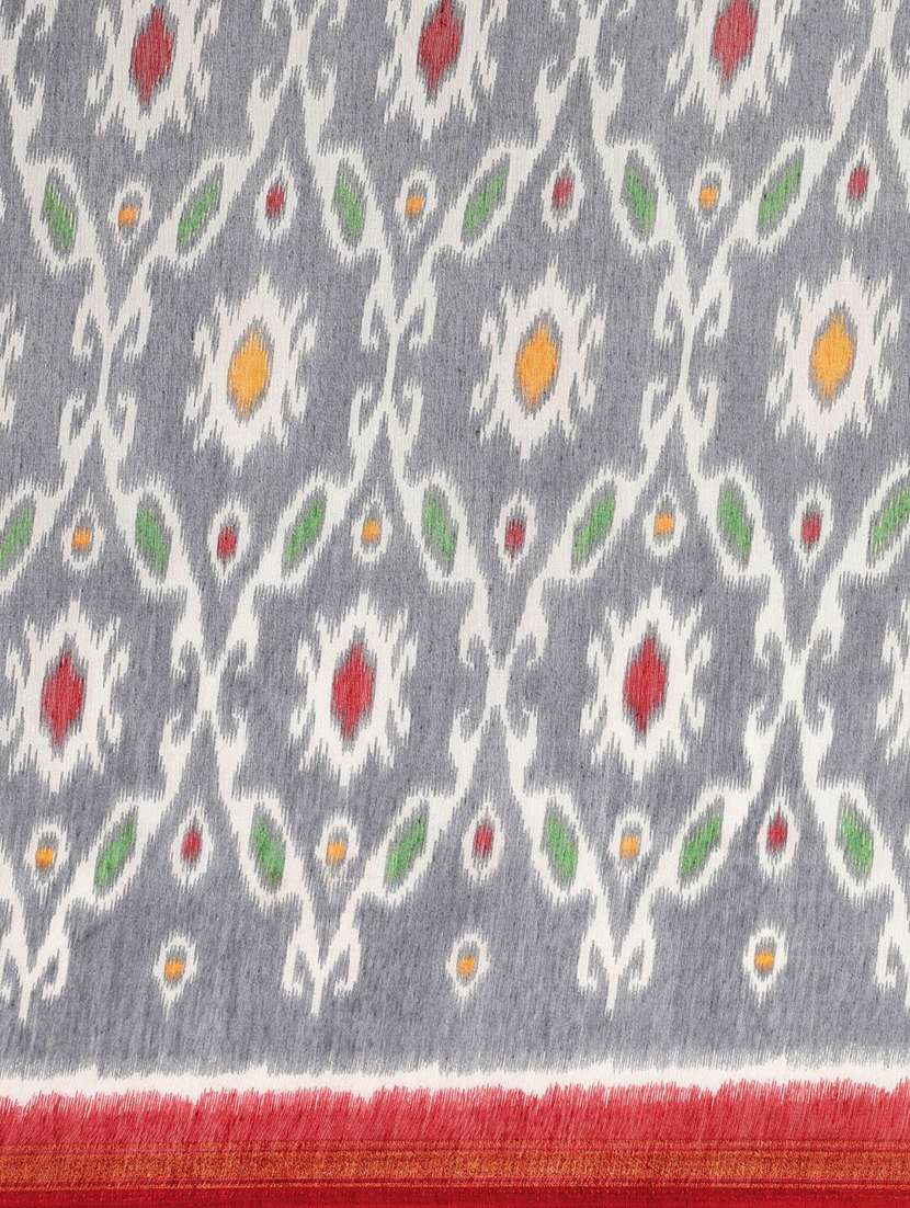 grey cotton blend printed saree - 18281937 -  Standard Image - 4