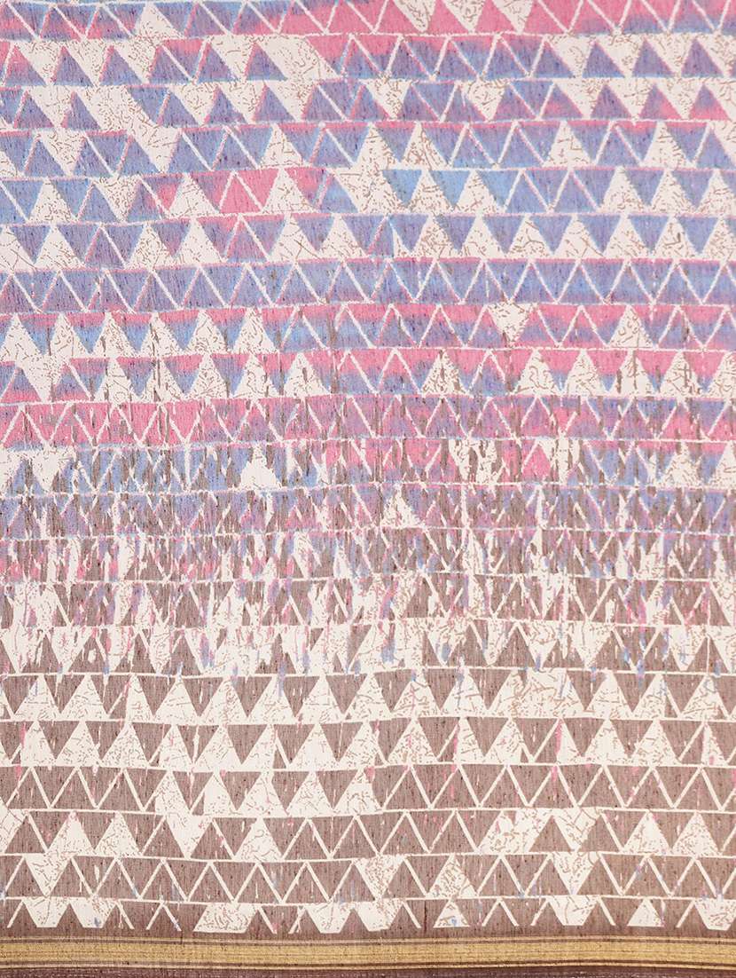 women's geometric brown colored saree with blouse - 18281939 -  Standard Image - 4