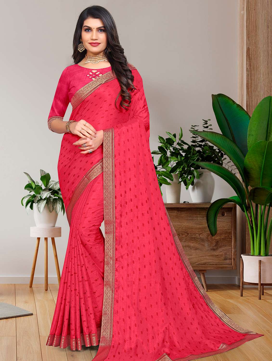 pink raw silk embroidered saree with blouse