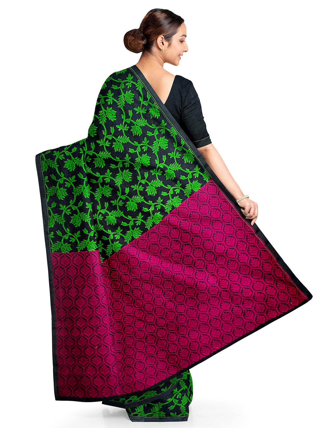 green linen handloom saree - 18282302 -  Standard Image - 1