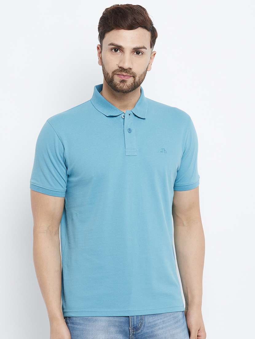 blue solid polo t-shirt